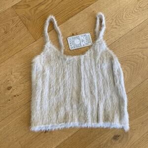 Merrilees Swimwear Soft Mohair Crop Tank in Stone